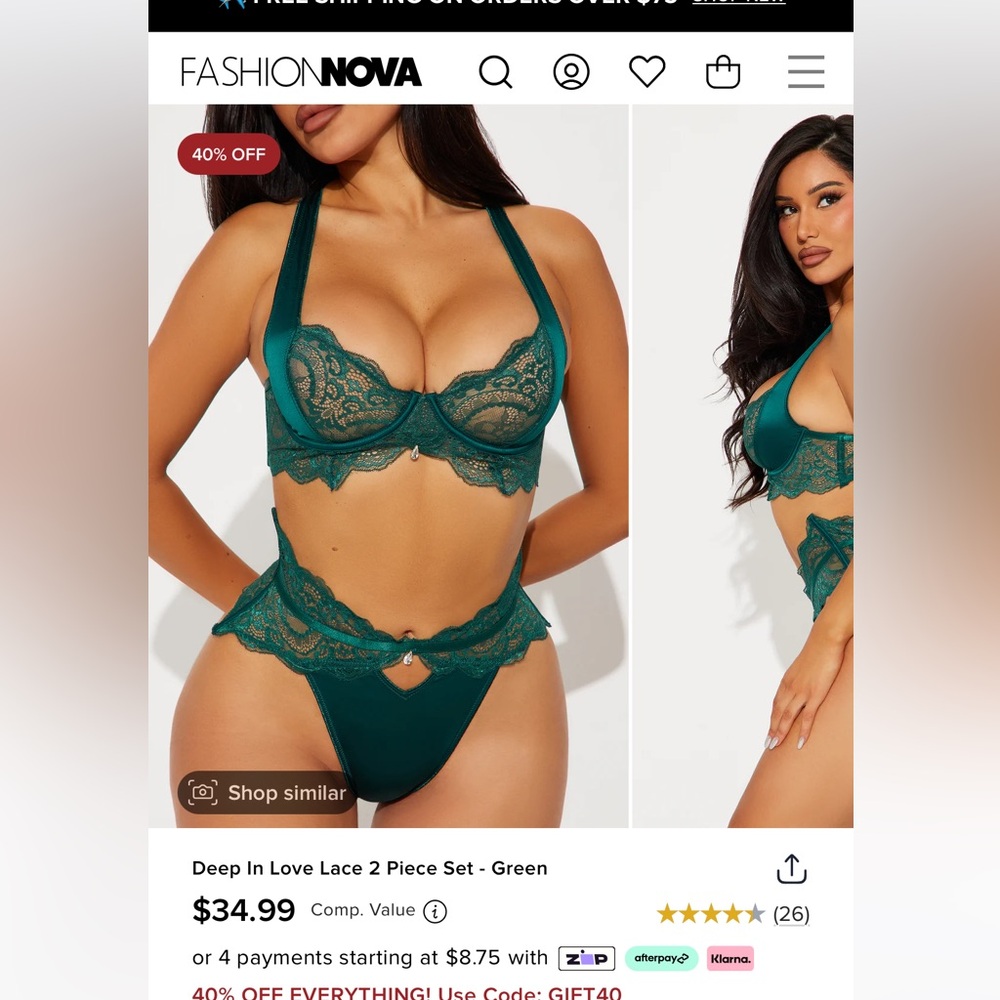 2 piece fashion nova lingerie set